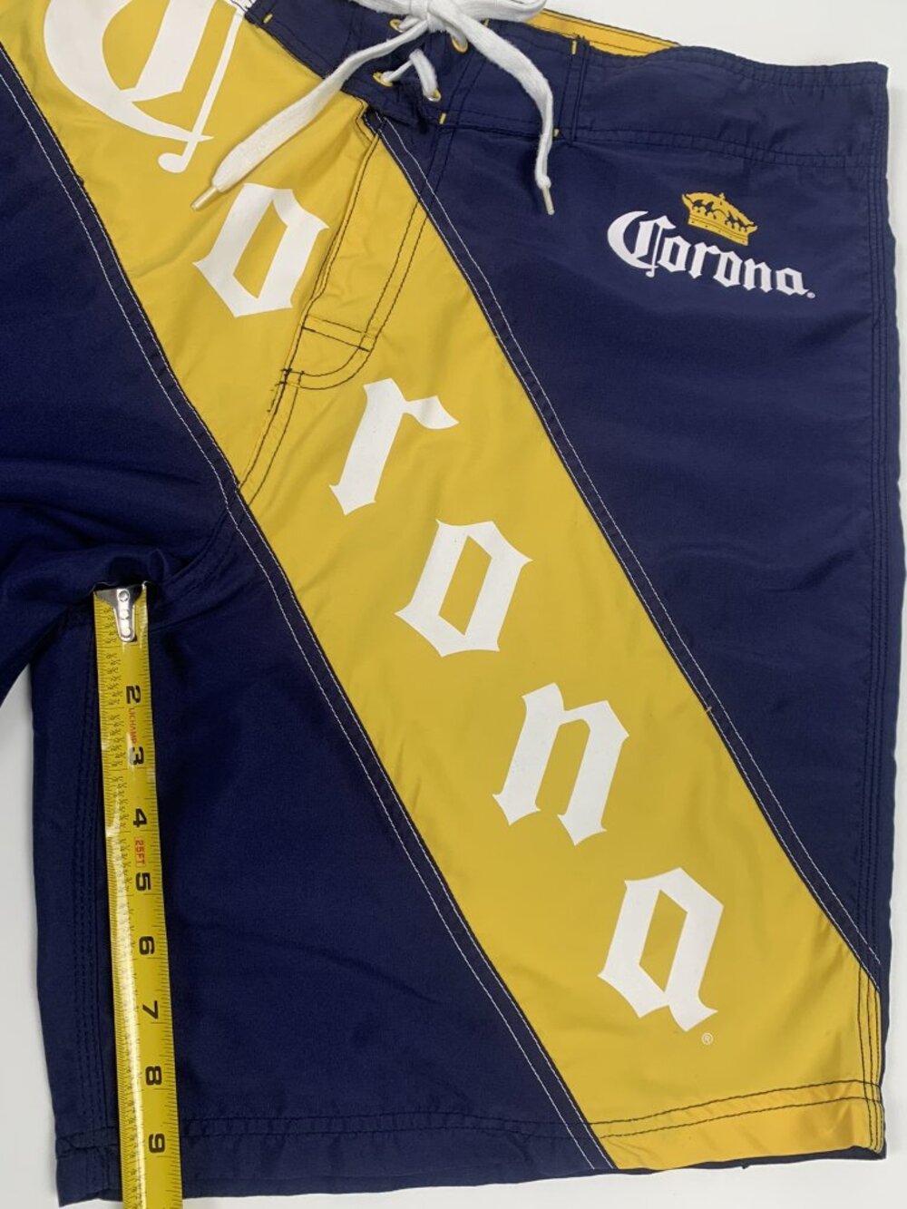 Corona Extra Swimsuit Men's Board Shorts size 38 Navy Blue / Yellow / White - Picture 3 of 9